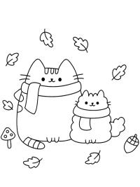 Pusheen a stormy na podzim