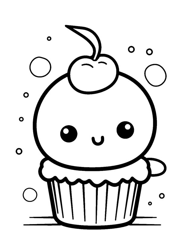 Kawaii Cupcake omalovánka