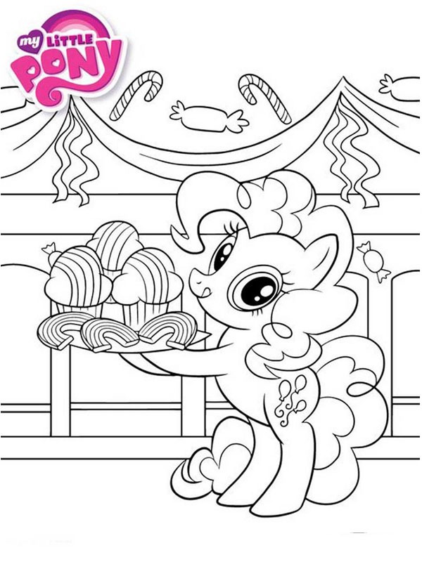 Pinkie Pie s dortem omalovánka