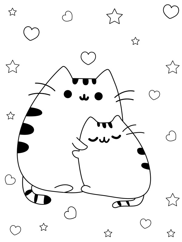 Pusheen s kamarádem omalovánka